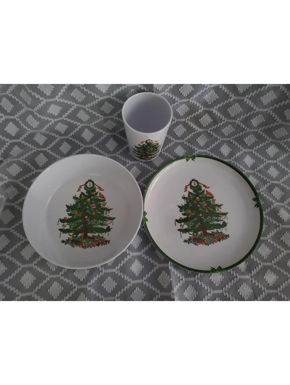 Kids Christmas Plate Bowl Cup